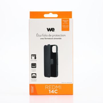 WE Etui folio FERMETURE AIMANTEE XIAOMI REDMI 14C noir