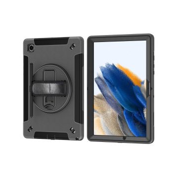 WE Etui antichocs pour Samsung Galaxy Tab A8 10.5 (2021) avec poignée rotative, porte-stylet, protection écran, fonction support, bandoulière - Noir