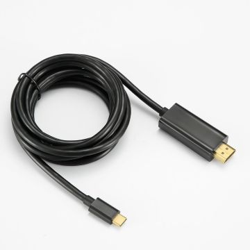 Câble USB-C vers HDMI mâle/mâle compatible avec appareils en USB-C 3.1 et alt DP" mode connecteurs or - 2m - noir