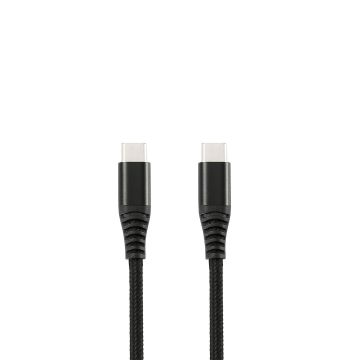 WE Câble USB-C mâle/USB-C mâle/mâle en nylon tressé 3m - Charge 100W - USB 2.0 - noir et blanc