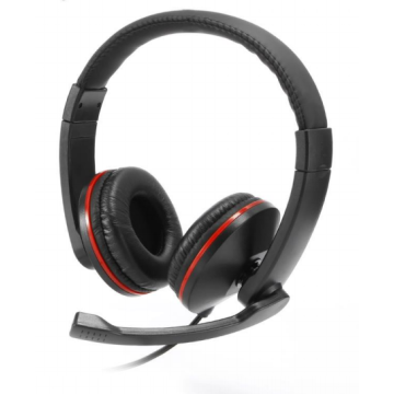 Casque micro filaire, arceau réglab micro pivotant, double connecteur jack 3.5mm noir