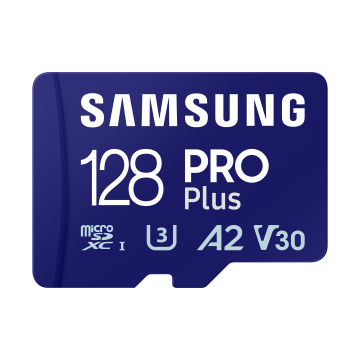 CARTE MEMOIRE SAMSUNG 128G MICRO SD PRO PLUS 2023 avec adaptateur SD 4K classe 10 Lecture 180 Mo/s Ecriture 130 Mo/s MB-MD128SA/EU