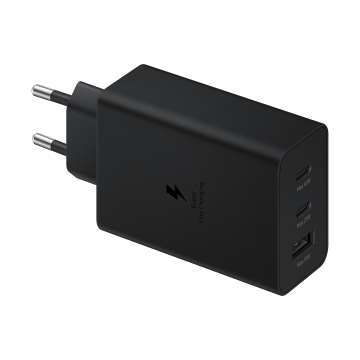 Chargeur adaptateur secteur Ultra Rapide TRIO 65W, 2x Ports USB Type C & 1x USB Type A (sans câble) Coloris Noir Samsung EP-T6530NBEGEU -