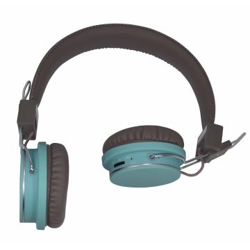 Casque DOUBLE H. marron/blue, bltooth/fil, fonction tél, Lect.Mini-SD