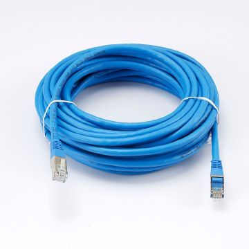 Câble RJ45 Male/Male droit CAT6A S/FTP - Longueur 10M - Bleu - en sachet