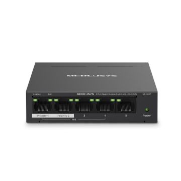 Boitier en métal Switch de bureau 5 ports Gigabit avec 4 ports PoE+, 4 ports PoE+ Gigabit, 1 port Non-PoE Gigabit Longue portée jusqu'à 250 m