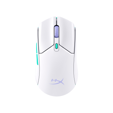 HyperX Pulsefire Haste 2 Core Souris Gaming sans fil - 6 boutons - RGB - multi-plateforme - 2,4 GHz/Bluetooth 5.0/câble USB C vers USB A - 100H - Blanc