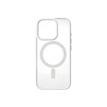 We Coque de protection RUBBER APPLE IPHONE 16 PRO - Dos transparentcontour blanc - Compatible MAGSAFE
