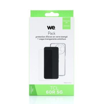 WE PACK verre trempé et coque de protection transparente TCL 60R 5G