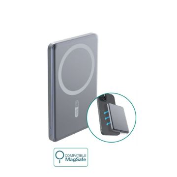 Batterie de secours 5000mAh - Compatible MagSafe - Format super slim - 1 port USB-C - 15W en induction - 20W en charge filaire