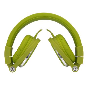 Casque filaire vert avec micro câble 1.50m arceau réglable effect peau de pêche