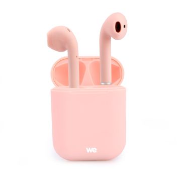 Ecouteurs WE Bluetooth 5.0 - Léger Sans Fil - Microphone intégré Boitier de recharge de 300 mAh Contrôle tactile - Rose