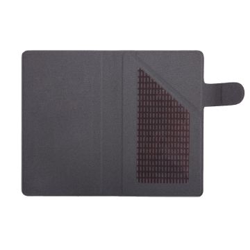 Etui universel colle magique noir effet peau de pêche/coin pliable taille L pour smartphones max 5.5 i6 Plus/Note 3/Note 4/A7