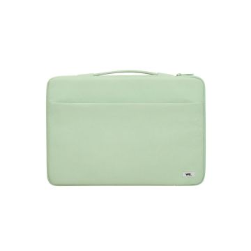 WE POP Housse PC jusqu'à 15.6'' Verte : Poignée de transports, attache arrière pour valise, poche frontale pour rangement avec compartiments