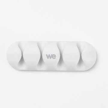 WE Organisateur de câbles pour bureau ou voiture - 4 emplacements x 2pcs - en silicone - coloris blanc