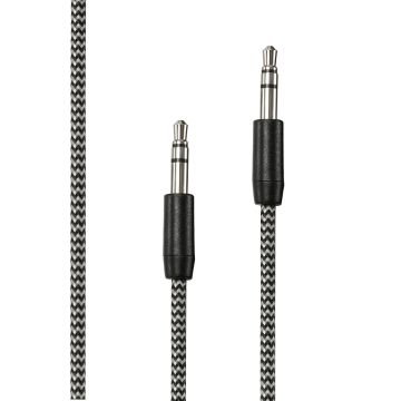 Câble Jack/Jack Nylon 1.50m tressé noir et blanc très résistant