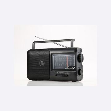 Radio grandes ondes AM/FM Prise casque jack 3.5mm, poignée de transport intégrée, alimentation par prise secteur ou pile (non incluse) , Noir
