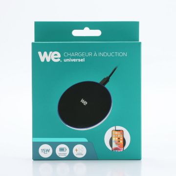 Chargeur à induction universel 15W - Noir - Indicateur de charge lumineux - Sans fil