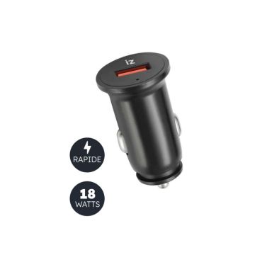 Chargeur allume cigare IZZY 1 port USB - 18W- noir