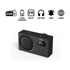 Radio portable DAB+/FM rechargeable RMS 3W, Double alarme Luminosité réglable Noire