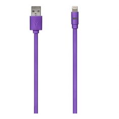 Câble Apple USB/Lightning plat : évite les noeuds 1m Violet - en silicone