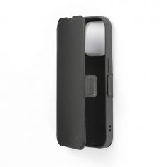 Etui folio CLASSIQUE Noir: Avec fenêtre - anti-chocs - léger - ultra-fin - fonction support - accès caméra - compatible pour iPhone 15 PRO max