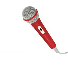 Microphone filaire WeKids, en jack 3.5mm, longeur du câble 2.8m, modèle ROUGE UNI  