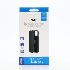 Etui folio CLASSIQUE Noir: Avec fenêtre - anti-chocs - léger - ultra-fin - fonction support - accès caméra - compatible pour Galaxy A36 5G