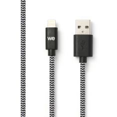 Câble USB/Lightning nylon tressé 1m - noir & blanc