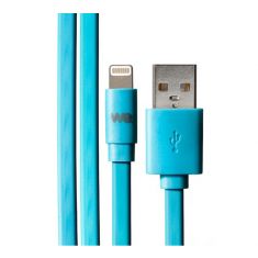 Câble Apple USB/lightning plat: évite de faire des noeuds 1m bleu - en silicone