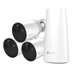 EZVIZ Pack 3 Camera Wifi + Station Trio Pack BC1-B3 Batterie 12900mAH IP66 Balayage progressif 2MP Micro détection de mouv.Sirene CS-BC1-B3