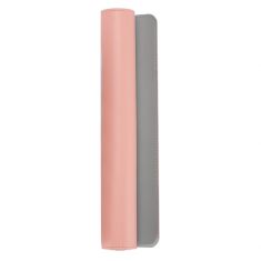 Tapis de souris XXL en PU réversible, rose et gris.