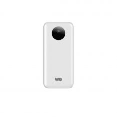 Batterie de secours WE 10000mAh - 2 ports USB-A + 1 port USB-C - Ecran led - 20W max - Blanc