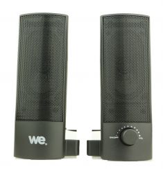 Enceinte PC WE 2.0 2 x 2.5W Transformation barre de son Port USB, Jack stéréo 3.5 mm Interrupteur on/off, LED
