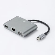 Hub USB-C universel - 5 ports : USB 3.0 + USB-C (PD, transfert et charge jusqu'à 100W) + RJ45 (1Gbit/s) + HDMI 4K + VGA (jusqu'à 1080p) - Coloris argent