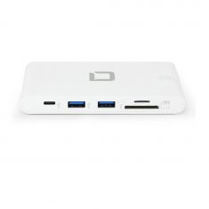 DICOTA Station d'accueil portable Blanc 9-en-1 USB-A/USB-C Plug and play HDMI VGA RJ45 Ultra Compact et Léger D31729