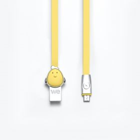 Câble Poule USB/micro USB plat 1m jaune - Connecteurs en zinc