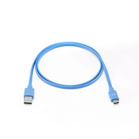 Câble USB-C mâle/USB A mâle plat 1 m - USB 3.1 gen 2 - bleu ne s'emmêle pas