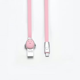 Câble Poule USB/micro USB plat 1m rose - Connecteurs en zinc