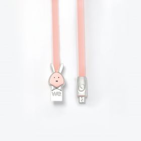 Câble lapin USB/micro USB plat1m rose - Connecteurs en zinc