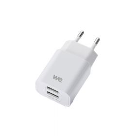 Chargeur secteur WE 2 Ports USB-A Chargeur Mural (5V/2.1A Max). BLANC Adaptateur USB Universel pour Apple iOS, Android, Huawei, Honor...