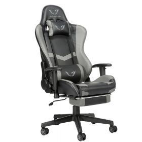 WE Gamium Fauteuil gamer ajustable avec coussins de soutien, en polyuréthane et nylon 5 roues, reposepied, vérin classe 3, accoudoirs 2D, base détachable, noir